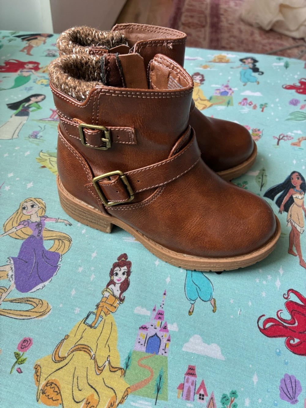 wonder nation Brown Faux Leather Buckle Ankle Boots